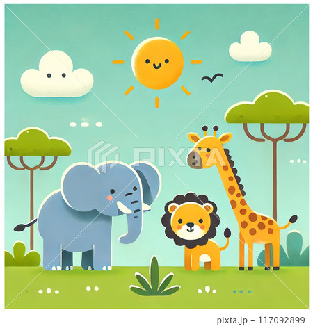 サバンナの動物たちのイラスト 117092899