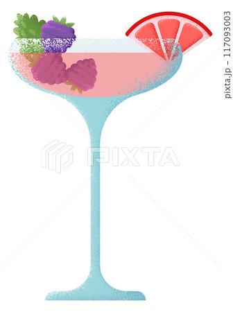 Cocktail glass with fresh berries and fruits. Summer drink Cocktail glass with fresh berries and fruits. Summer drink 117093003