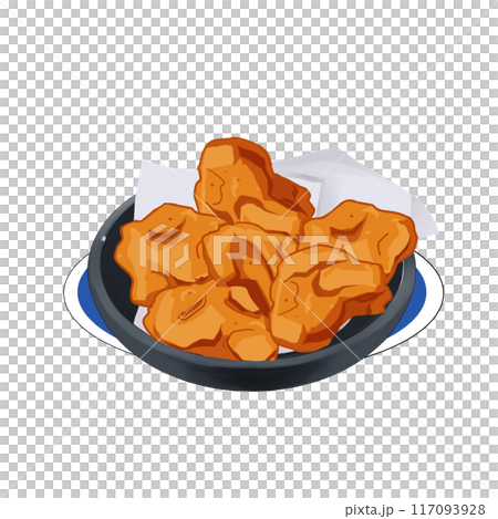 Fried chicken with plate Fried chicken with plate 117093928