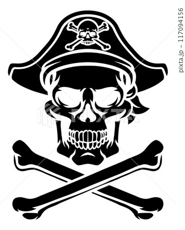 Pirate Hat Skull and Crossbones Cartoon Pirate Hat Skull and Crossbones Cartoon 117094156