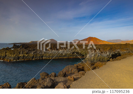 Los Hervideros,rugged volcanic coastline 117095236