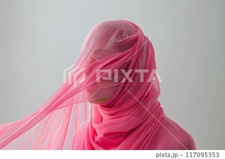 ピンク色の布を巻かれた人　AI生成画像 117095353