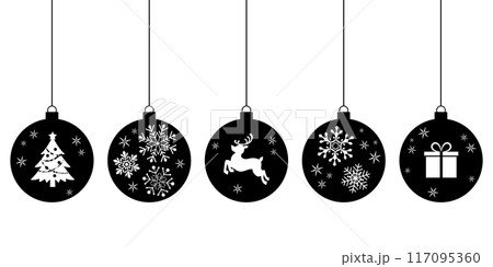 黒のシンプルなクリスマスオーナメント_ベクターイラスト 117095360