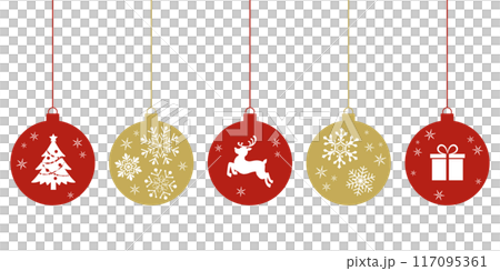 赤と金のシンプルなクリスマスオーナメント_ベクターイラスト 117095361