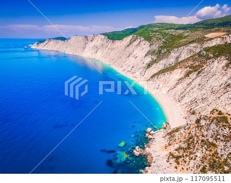 Kefalonia, Greece. Platia Ammos Beach, beautiful Greek Islands. 117095511