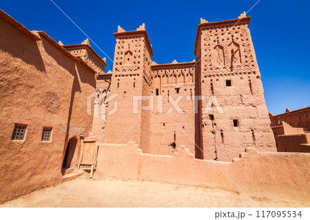 Skoura, Morocco. Kasbah Amridil, ancient citadel in High Atlas mountains, North Africa. Skoura, Morocco. Kasbah Amridil, ancient citadel in High Atlas mountains, North Africa. 117095534
