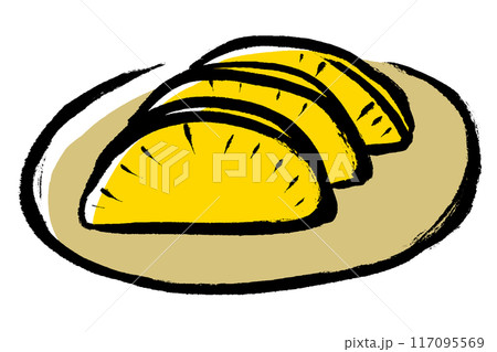 筆タッチの皿にのった沢庵のイラスト 筆タッチの皿にのった沢庵のイラスト 117095569