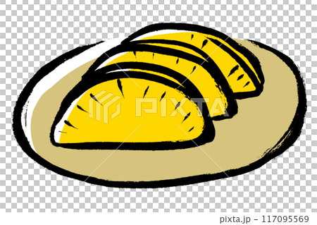 筆タッチの皿にのった沢庵のイラスト 筆タッチの皿にのった沢庵のイラスト 117095569