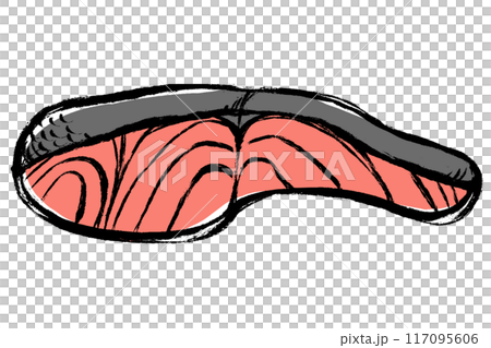 Brush-drawn illustration of salmon fillet 117095606