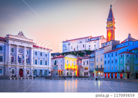 Piran, Slovenia - Tartini Square morning lights 117095659