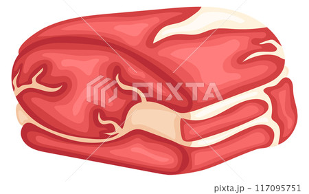 Raw meat cartoon icon. Uncooked fat food Raw meat cartoon icon. Uncooked fat food 117095751