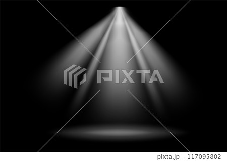 Smooth spotlight effect. Stage light. Realistic scene lamp 117095802