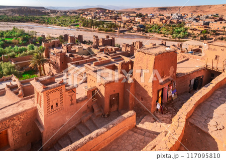 Ait Ben-Haddou, Morocco. High Atlas mountains beautiful village in  North Africa. 117095810