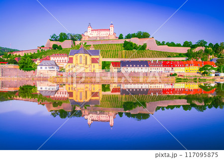 Wurzburg, Germany. Main River summer landscape, Bavaria. 117095875