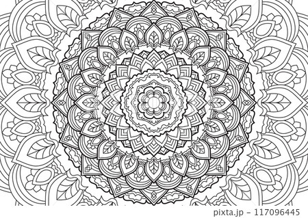 Mandala Coloring page for kids and adults Circular pattern.  117096445