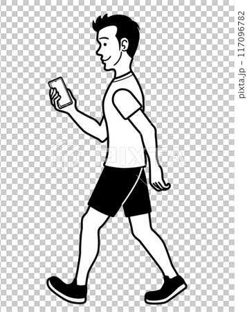 歩きスマホをする男性 歩きスマホをする男性 117096782