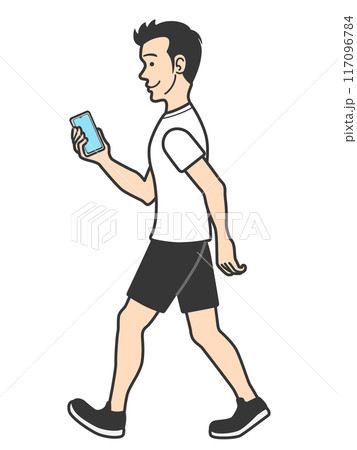 歩きスマホをする男性 117096784