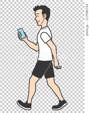 歩きスマホをする男性 117096784