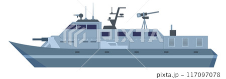 Warship icon. Naval army transport. Military ship Warship icon. Naval army transport. Military ship 117097078
