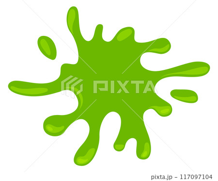 Slime splash. Cartoon goo stain. Green paint 117097104