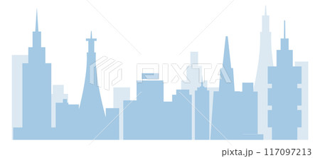 Cityscape skyscrapers background. Blue high buildings silhouettes Cityscape skyscrapers background. Blue high buildings silhouettes 117097213