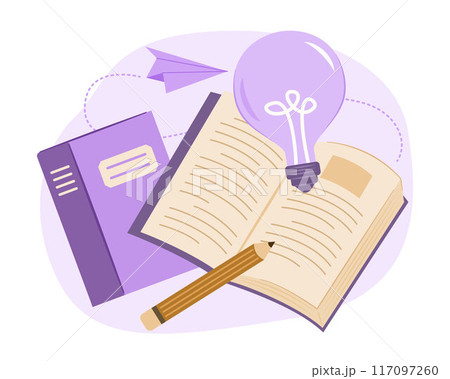 Light Bulb and Books for Education Concept Illustration Light Bulb and Books for Education Concept Illustration 117097260