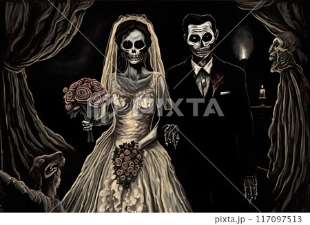 ダークな結婚式のイラスト 117097513