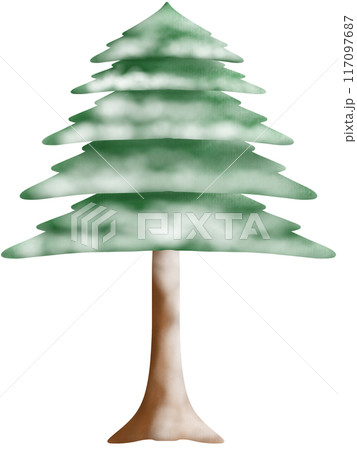 cute minimal Christmas tree with beautiful decorations 117097687