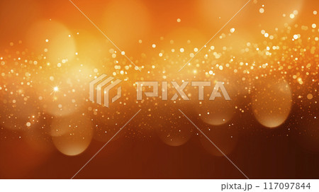 Orange holiday background with Christmas transparent spots glare and shine glitter. New year design Orange holiday background with Christmas transparent spots glare and shine glitter. New year design 117097844