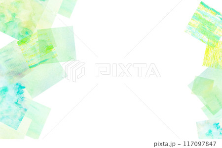 グリーン系の四角模様のさわやかな背景素材 117097847