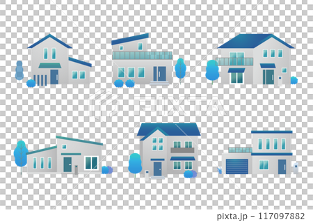 一戸建ての家　住宅のイラストセット 117097882