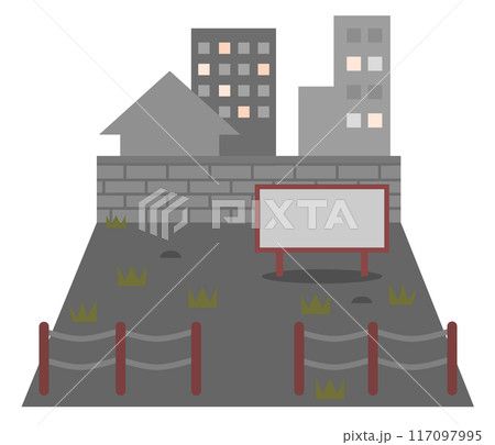 私有地で空き地となっている立入禁止の土地イラスト 117097995