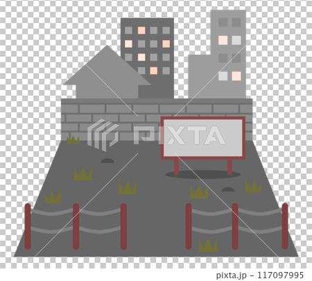 私有地で空き地となっている立入禁止の土地イラスト 117097995