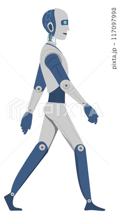 Android walking icon. Human robot side view 117097998