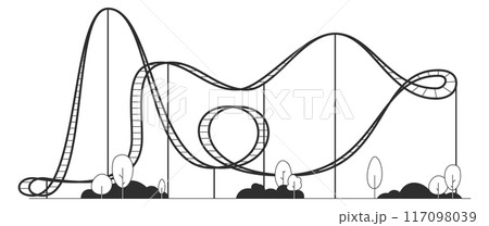 Roller coaster black icon. Fast funfair ride Roller coaster black icon. Fast funfair ride 117098039