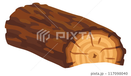 Wooden trunk half cut. Tree bark cartoon icon Wooden trunk half cut. Tree bark cartoon icon 117098040