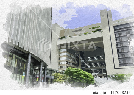 水彩画風　梅田　JR大阪駅　大阪府大阪市 117098235