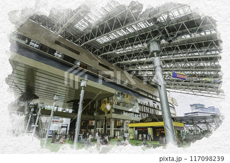 水彩画風 梅田 JR大阪駅 大阪府大阪市 水彩画風 梅田 JR大阪駅 大阪府大阪市 117098239