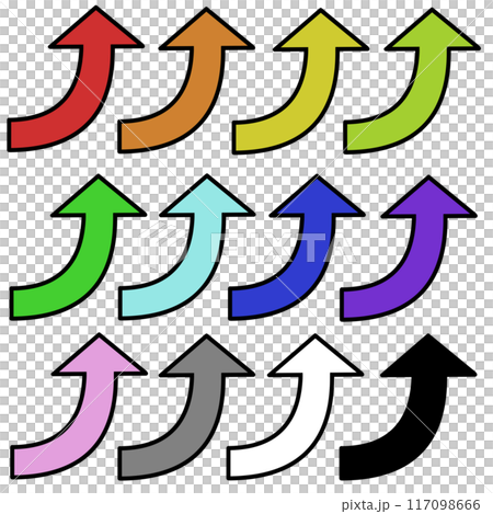 Curved arrow set 1 (with line drawing) 117098666