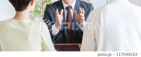 夫婦に営業するビジネスマン 117099283