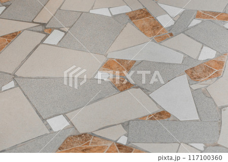 Pattern grey brown paving slab floor road surface street city background texture tile urban pavement Pattern grey brown paving slab floor road surface street city background texture tile urban pavement 117100360