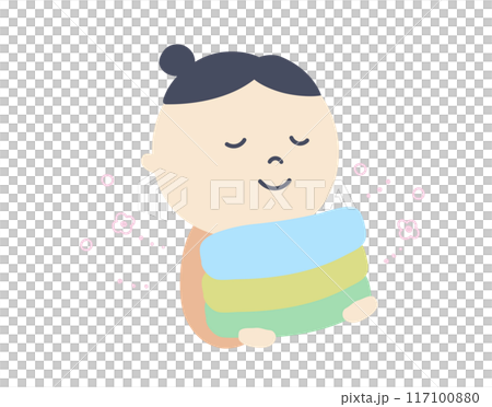 タオルの香りを嗅ぐ女性 117100880