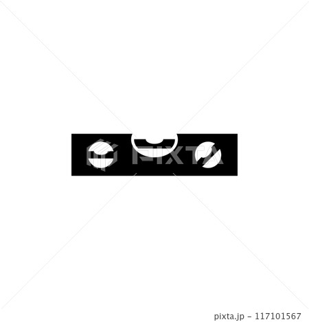 Modern, minimalist black and white bubble level tool vector icon, perfect for construction and DIY projects 117101567