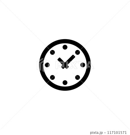 Minimalist black and white clock icon symbolizing time management 117101571