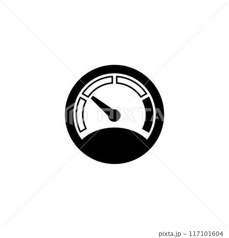 Simple, minimalist black and white speedometer vector icon 117101604