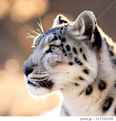 Wilderness Elegance: Elusive Snow Leopard Against Snowy Mountain Wilderness Elegance: Elusive Snow Leopard Against Snowy Mountain 117102556