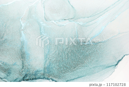 An abstract watercolor painting featuring a tranquil blend of aqua, blue, and white hues. The swirling patterns create a calming and ethereal effect An abstract watercolor painting featuring a tranquil blend of aqua, blue, and white hues. The swirling patterns create a calming and ethereal effect 117102728