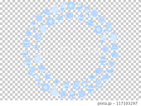 Blue summer icon circular frame illustration 117103297