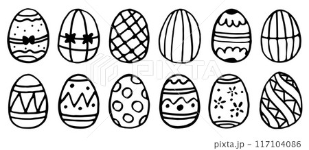 Vector set of easter eggs in doodle style 117104086