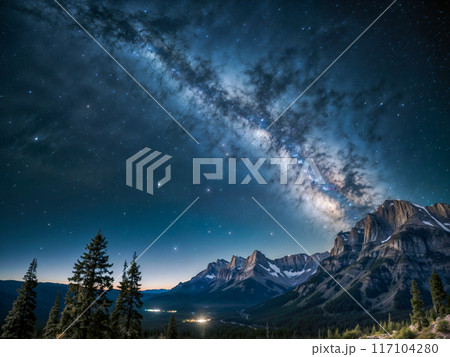 night landscape in mountains 117104280